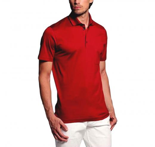 MONTECHIARO Polo Uomo Filo di Scozia Con Taschino Rosso Rubino 720 MADE IN ITALY