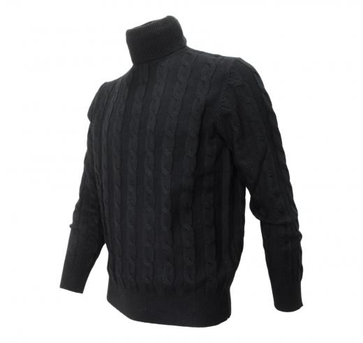 CASHMERE COMPANY Maglia Uomo Dolcevita Treccia 99 IU204715 Cashmere e Lana Colore Nero