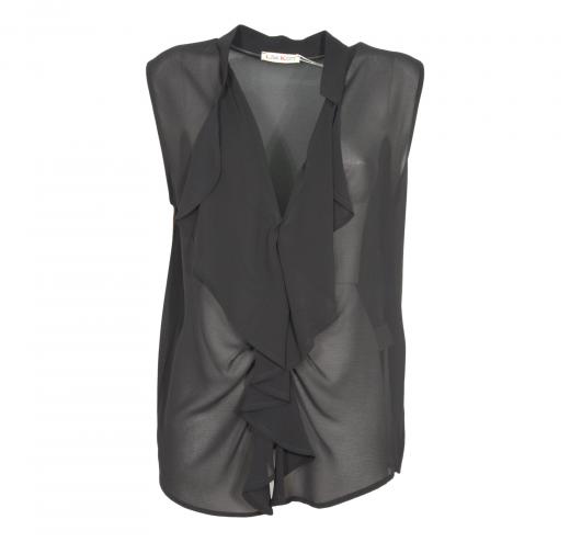 LISA KOTT TOP DONNA CON ROUCHE CURVY STYLE TO0954 COLORE NERO
