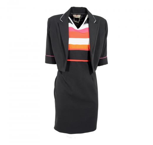 LISA KOTT Abito con Giacca Donna Curvy Style  7123 Nero Made in Italy