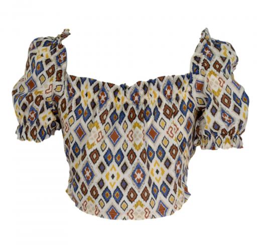 MDM Mademoiselle du monde Top Donna Colore Fantasia Panna mdm119