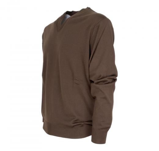 BRAMANTE Pull Uomo V Merino Triploritorto Regular Fit 102001 Colore Marrone