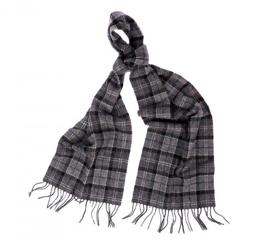 BARBOUR Sciarpa Tartan Lambswool USC0001BK11 Black Grey Tartan