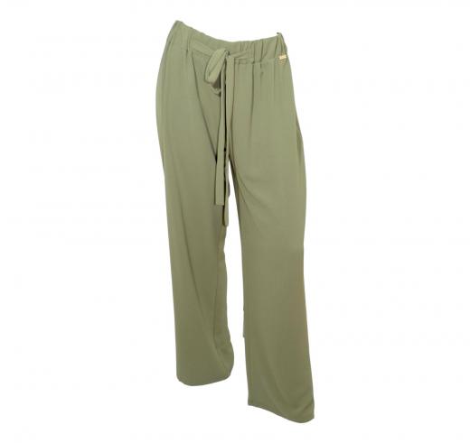 LISA KOTT Pantalone Largo Donna Curvy Style Colore Salvia 4542 Made in Italy