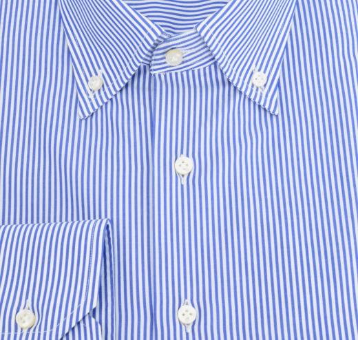 ALDO BUGATTI Camicia Uomo Regular Fit Puro Cotone Botton Down Riga Blu