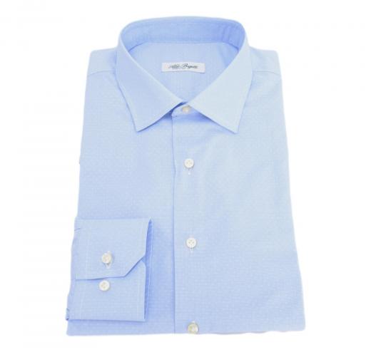 ALDO BUGATTI Camicia Uomo Regular Fit Rega49 71 Puro Cotone Celeste Fantasia