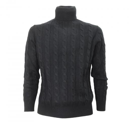 CASHMERE COMPANY Maglia Uomo Dolcevita Treccia 99 IU204715 Cashmere e Lana Colore Nero