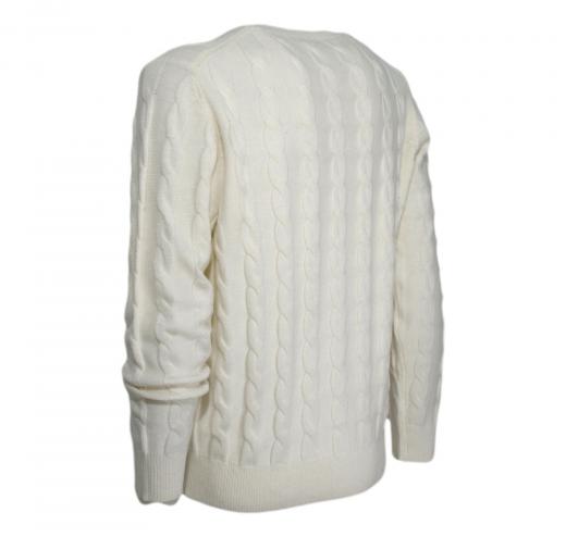 CASHMERE COMPANY Maglia a Treccia Uomo IU721 1234 Cashmere e Lana Bianco