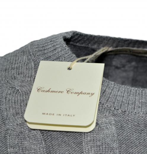 CASHMERE COMPANY Maglia Girocollo Treccia Uomo IU721 1213 Cashmere e Lana Grigio