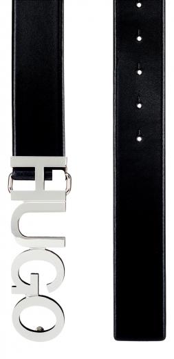 HUGO Cintura Donna in Pelle Fibbia Logo Color Argento Zula Belt 4 cm 50391327 Colore Nero