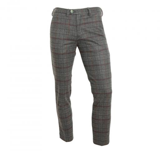 RH RES HOMINE Pantalone Uomo A/I Modello Thommy Colore Quadro marrone