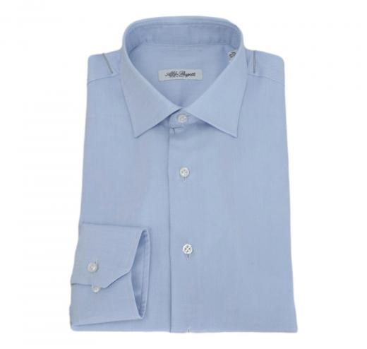 ALDO BUGATTI Camicia Uomo Regular Fit Romir 25 Puro Cotone Celeste Fantasia