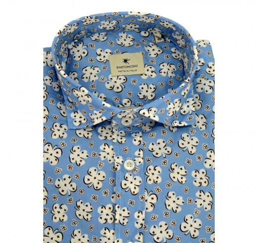 BASTONCINO Camicia Uomo Slim Fit Puro Cotone Fantasia ART. B1586