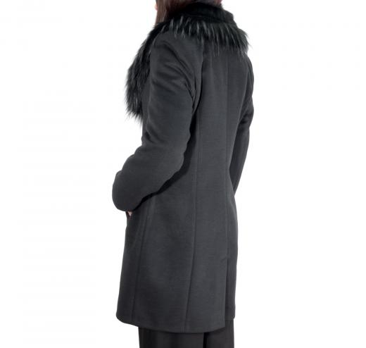 LISA KOTT Cappotto Donna Curvy Style Collo Staccabile Nero 6041
