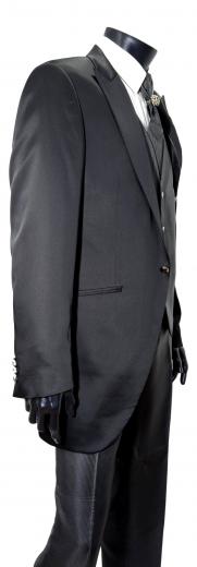 GRIMALDI Abito Tight Cerimonia Uomo Completo 4 Pezzi Nero 7101