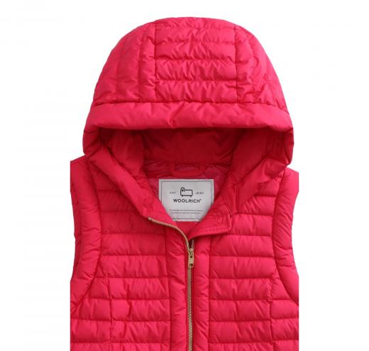 WOOLRICH Gilet Donna Hibiscus Vest con Cappuccio Fucsia CFWWVE0015FRUT2635