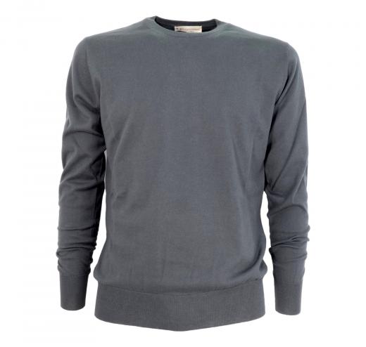 CASHMERE COMPANY Maglia Girocollo Uomo 338 Cotone Cashmere e Seta Slim fit Colore Grigio