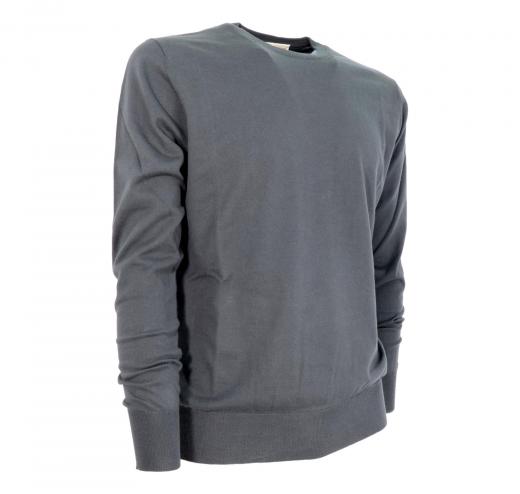 CASHMERE COMPANY Maglia Girocollo Uomo 338 Cotone Cashmere e Seta Slim fit Colore Grigio