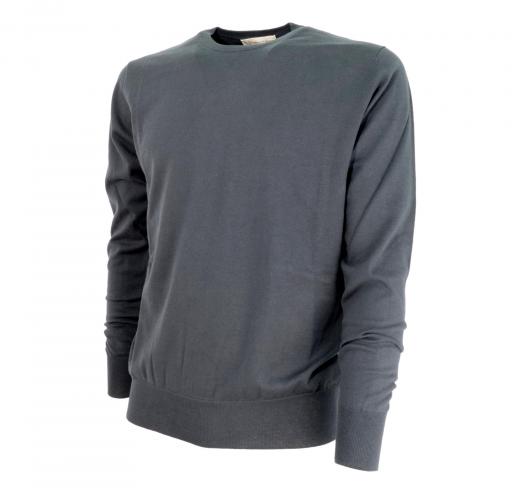 CASHMERE COMPANY Maglia Girocollo Uomo 338 Cotone Cashmere e Seta Slim fit Colore Grigio