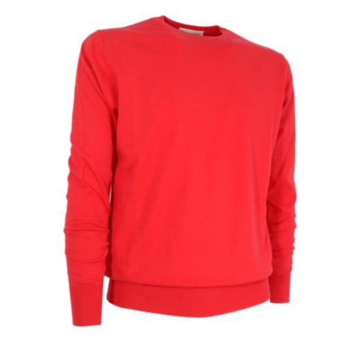 CASHMERE COMPANY Maglia Girocollo Uomo 333 Cotone Cashmere e Seta Slim fit Colore Rosso
