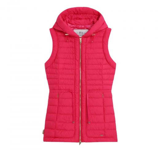 WOOLRICH Gilet Donna Hibiscus Vest con Cappuccio Fucsia CFWWVE0015FRUT2635