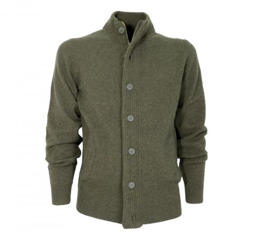 BARBOUR Maglione con Zip e Bottoni Toppa MKN0731GN73 Colore Alga Marina