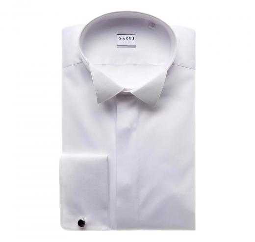 XACUS Camicia Collo diplomatico Tinta Unita Doppi Polsi 11231001 Tela Bianco