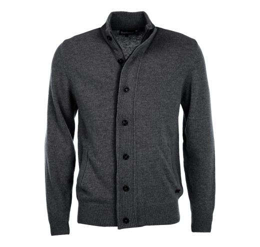 BARBOUR Maglione Uomo con Zip e Toppe MKN0731CH51 Grigio Elegante Casual