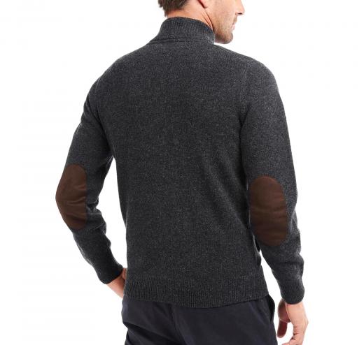 BARBOUR Maglione Uomo con Zip e Toppe MKN0731CH51 Grigio Elegante Casual