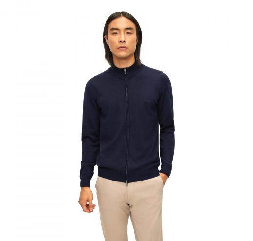 BOSS Cardigan In Lana Con Zip e Logo Regular Fit Balonso 50476347 Blu