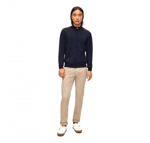 BOSS Cardigan In Lana Con Zip e Logo Regular Fit Balonso 50476347 Blu
