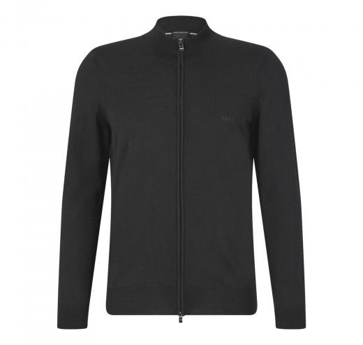 BOSS Cardigan In Lana Con Zip e Logo Regular Fit Balonso 50476347 Nero