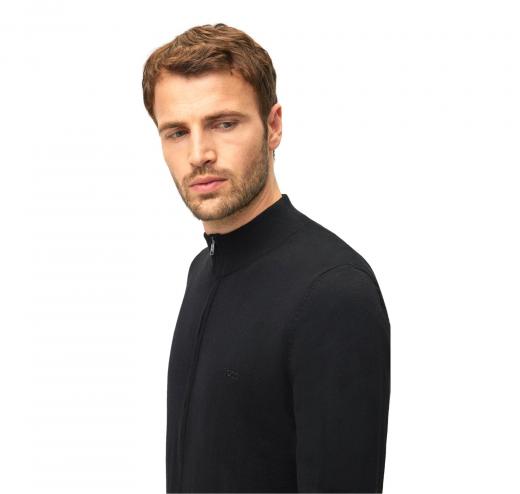 BOSS Cardigan In Lana Con Zip e Logo Regular Fit Balonso 50476347 Nero