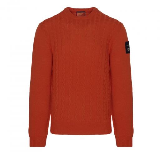 AERONAUTICA MILITARE Pullover a trecce in lana vergine MA1395 Arancio