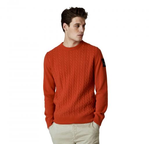 AERONAUTICA MILITARE Pullover a trecce in lana vergine MA1395 Arancio