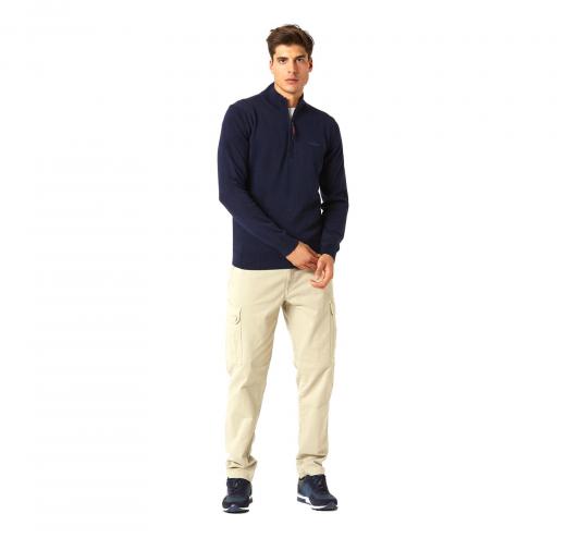 AERONAUTICA MILITARE Maglione mezza zip a contrasto in cotone MA1387 Blu