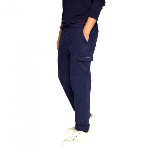 AERONAUTICA MILITARE Pantalone cargo in gabardina stretch PA1492 Blu