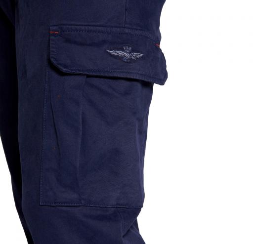 AERONAUTICA MILITARE Pantalone cargo in gabardina stretch PA1492 Blu