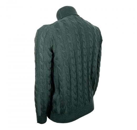 CASHMERE COMPANY Dolcevita Uomo Treccia 1222 IU204715 Slim Fit Cashmere e Lana Verde