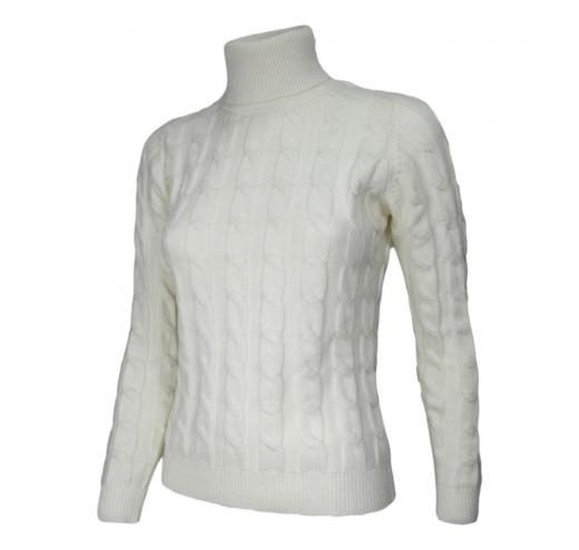 CASHMERE COMPANY Maglia Donna Dolcevita Treccia Bianco ID203114 1234 Cashmere e Lana
