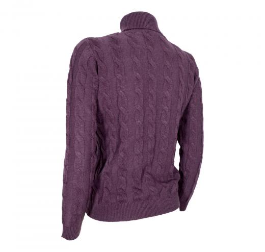 CASHMERE COMPANY Dolcevita Treccia Donna ID203114 1220 Cashmere e Lana Colore Prugna
