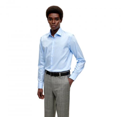 HUGO BOSS Camicia Slim Fit 50479922 Celeste Popelin di Cotone Facile Stiro
