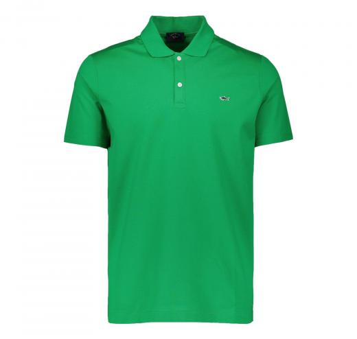 PAUL SHARK Polo Uomo in Cotone Organico Pique Con Shark Badge C0P1013 061 Colore Verde