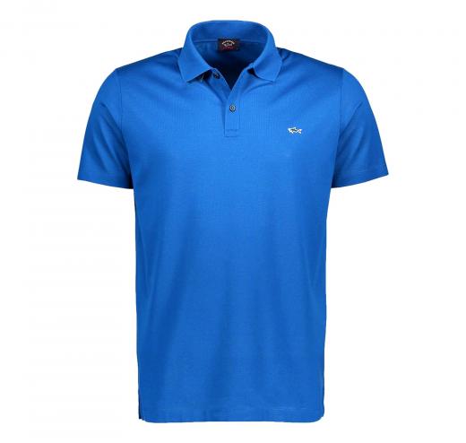 PAUL SHARK Polo in cotone organico pique e Shark badge C0P1013 049 Blu Imperiale