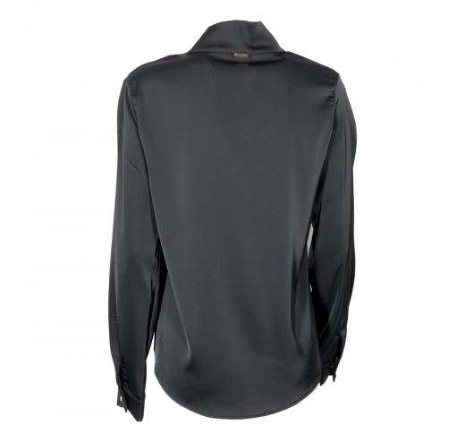 MDM Mademoiselle du Monde Camicia Donna Collo Fiocco ART. 245 Colore. Nero