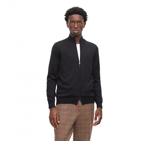 BOSS Cardigan Zip Regular Fit In Lana Vergine Balonso 50468254 NOS Colore Nero