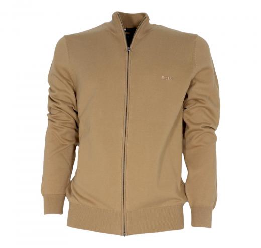 BOSS Cardigan Regular Fit In Cotone Con Logo Ricamato 50466685 Colore Beige