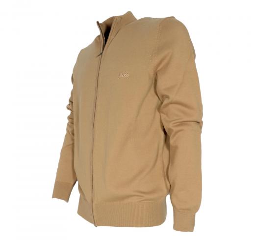 BOSS Cardigan Regular Fit In Cotone Con Logo Ricamato 50466685 Colore Beige