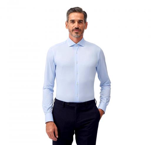 XACUS Camicia Uomo Active Shirt Tailor Fit 11460002 Celeste Tessuto Stretch