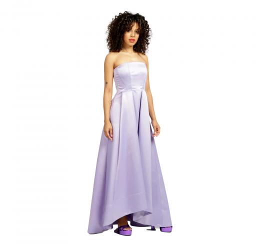 PINKO Abito Donna Lungo Digimond Duchesse Lilla Scollo Senza Spalline
